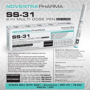 Noventra Pharma SS-31 (Elamipretide) 100mg | 2ml Multi-Dose Pen (200 Clicks) | Mitochondrial Support & Endurance | Best Price SA