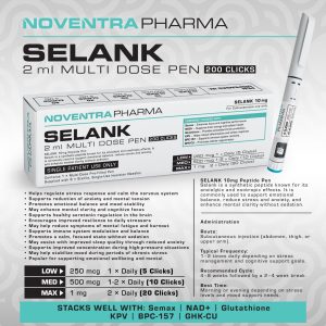 Noventra Pharma Selank 10mg 2ml Multi Dose Pen 200 Clicks Premium Nootropic Anxiolytic Best Price SA